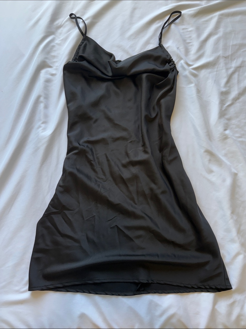Forever 21 Black Satin Mini Slip Dress